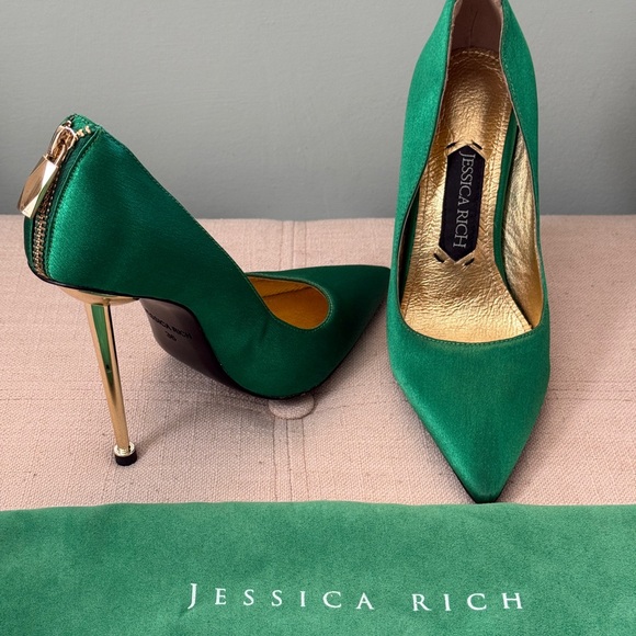 Jessica Rich Green Satin Heels - Picture 1 of 2
